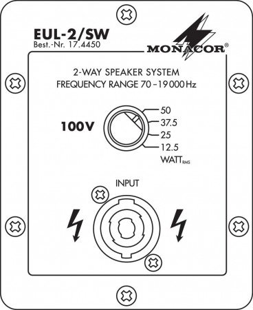 MONACOR EUL-2/SW Beschallungs-Lautsprecherbox in 100-V-Technik