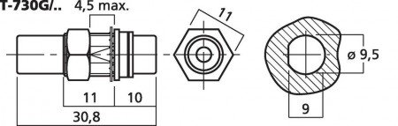 MONACOR T-730G/RT Cinch-Durchgangs-Einbaubuchsen