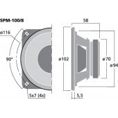 MONACOR SPM-100/8 Hi-Fi-Kompakt-Tiefmitteltöner, 25 W, 8 O