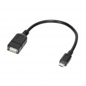 Adapter USB-OTG Kabel, LogiLink, 0,2m microUSB-B Stecker an USB-A Buchse, schwarz