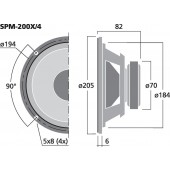MONACOR SPM-200X/4 Breitband-Lautsprecherchassis, 30 W, 4 O